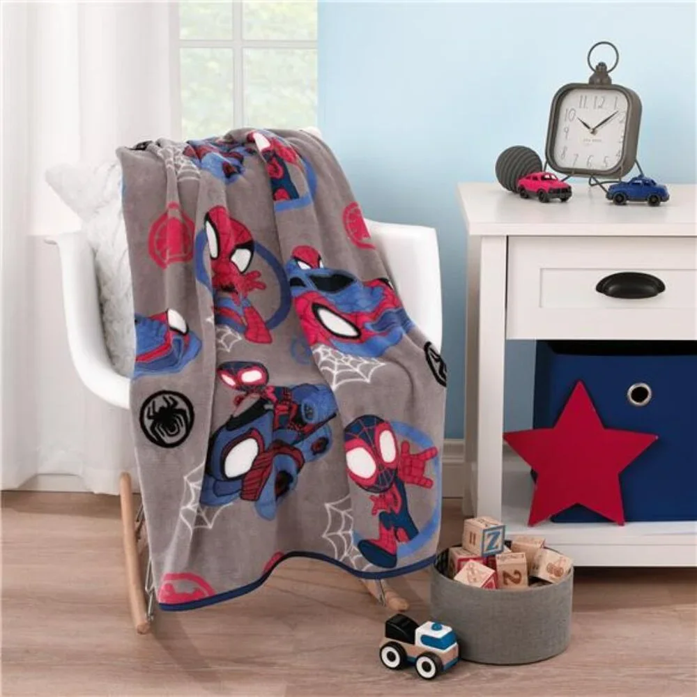 Marvel Spidey 5pc Toddler Bedding & Blanket Bundle, Toddler Bed, Boy, Blue,
